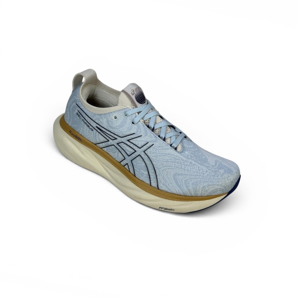 Asics Gel Nimbus 25 Running Shoes Womens 8 Sky‎ Blue Cream 1012B491.400